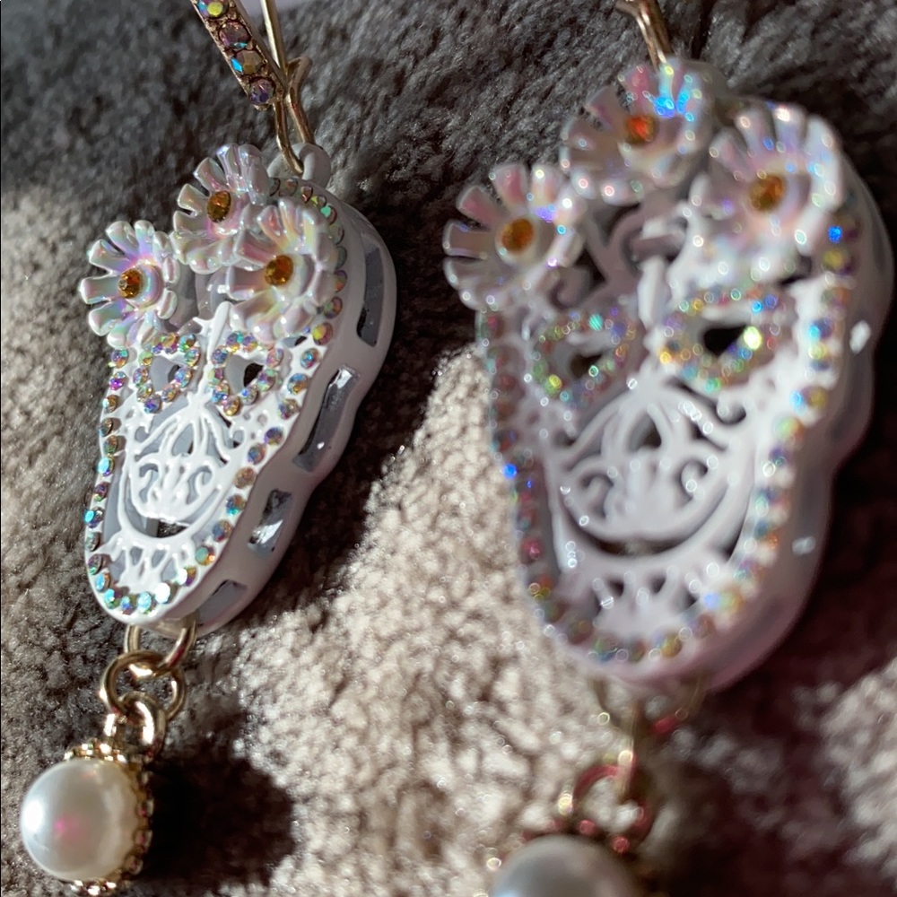 BetseyJohnson Flower Child Sugar Skull Earrings